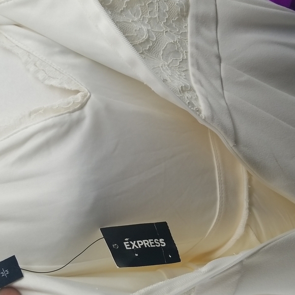 Express Cream Jumpsuit Lace Top Spaghetti Straps & Pockets Jumpsuit - Picture 13 of 15